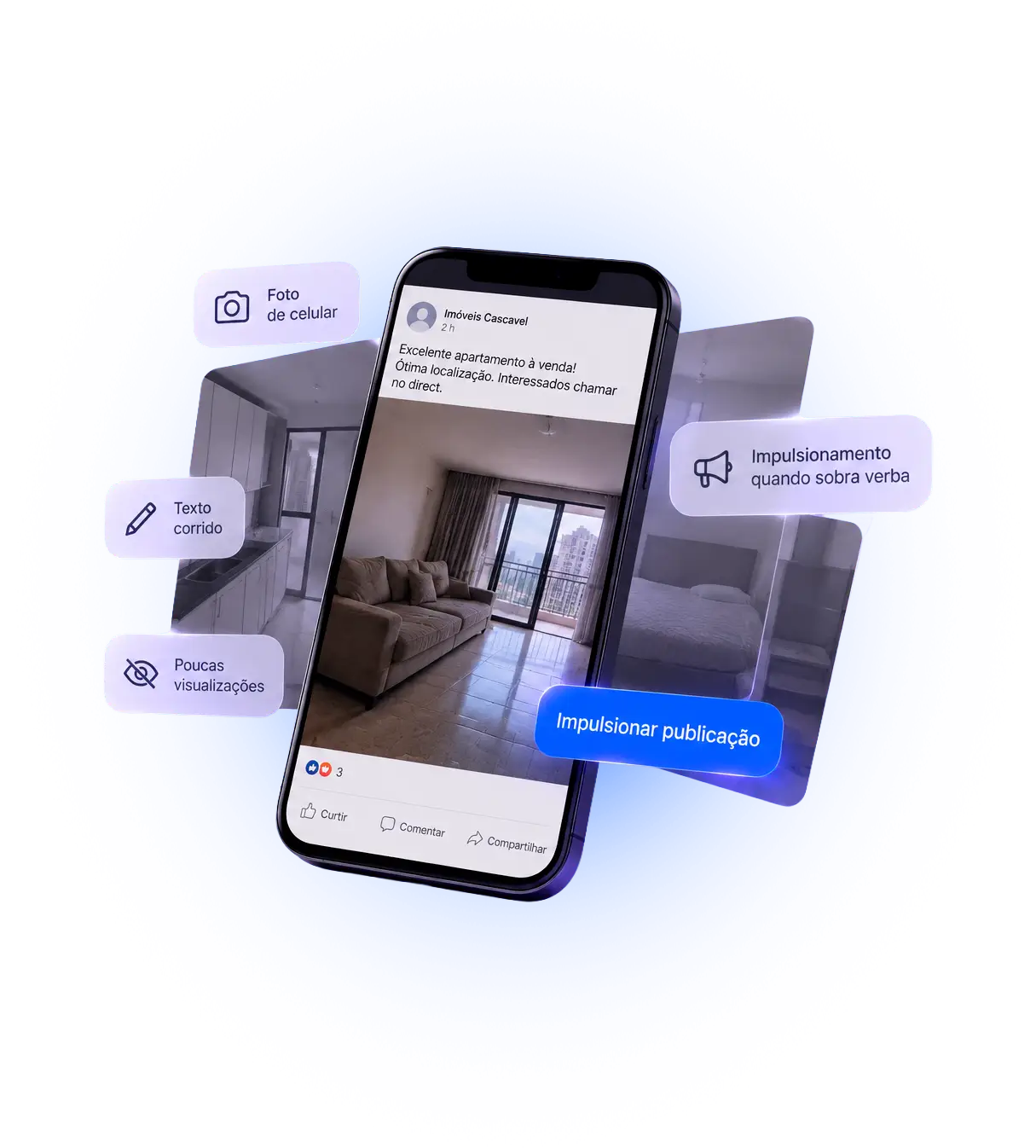 Celular exibindo um anúncio de imóvel